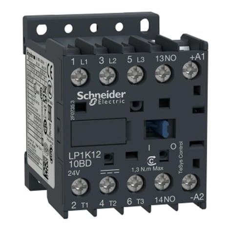 Schneider Electric LP1K1210BD -TeSys K Kontaktör 3P 12A AC3 24VDC 1NA